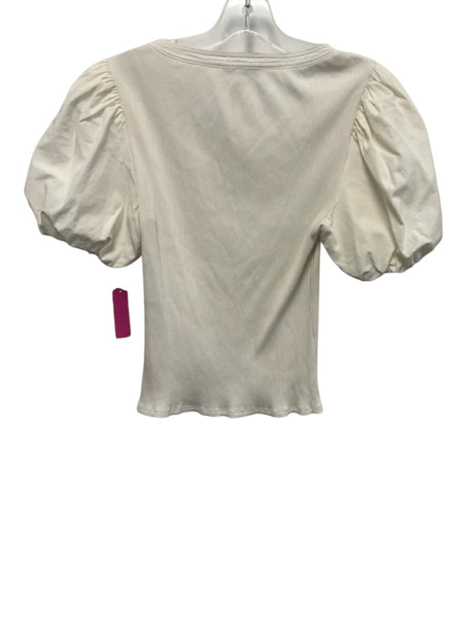 Derek Lam 10 Crosby Size S Cream Cotton Ribbed Knit Scoop Neck Top Cream / S