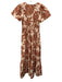 By Anthropologie Size XXS Cream, Orange, Pink Cotton Elastic Waist Midi Dress Cream, Orange, Pink / XXS