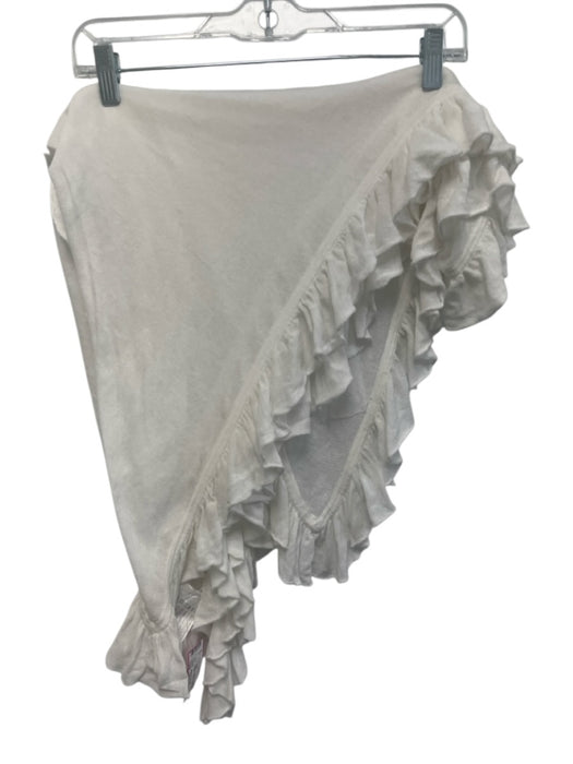 Minnie Rose White Cotton Semi-Sheer Ruffle Edging Wrap Shawl scarf White / One Size