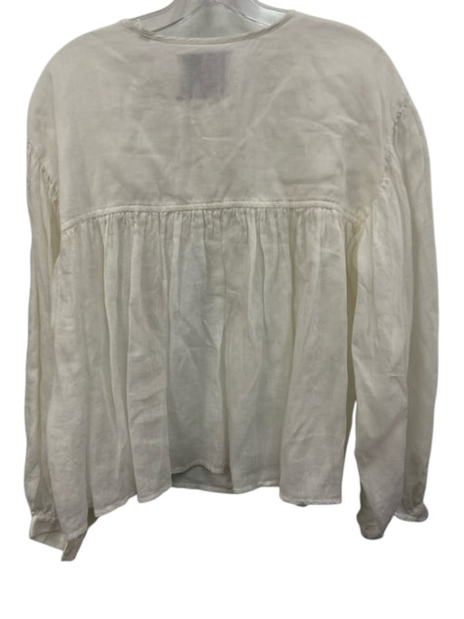 Rohe Size S / 36 White Ramie Semi-Sheer Long Sleeve Half Button Top White / S / 36