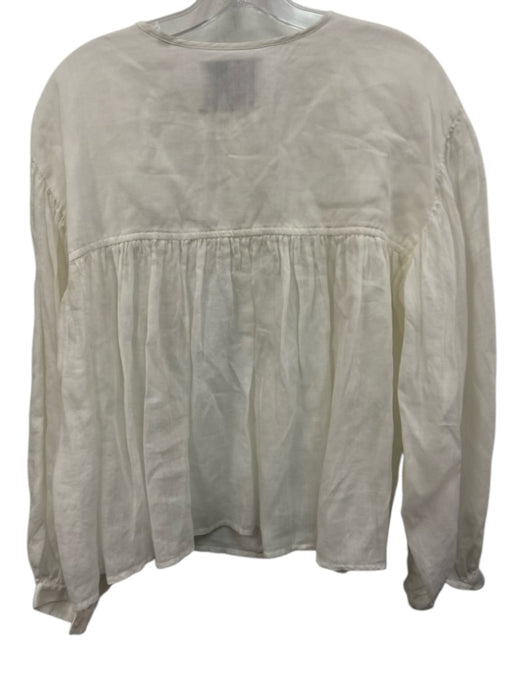Rohe Size S / 36 White Ramie Semi-Sheer Long Sleeve Half Button Top White / S / 36