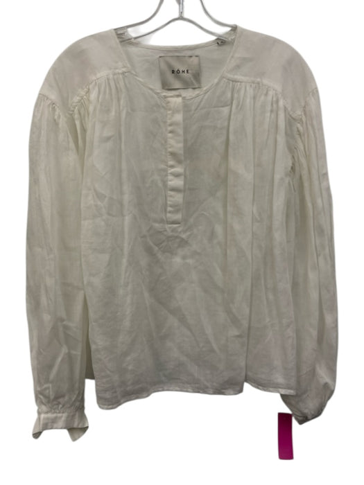 Rohe Size S / 36 White Ramie Semi-Sheer Long Sleeve Half Button Top White / S / 36