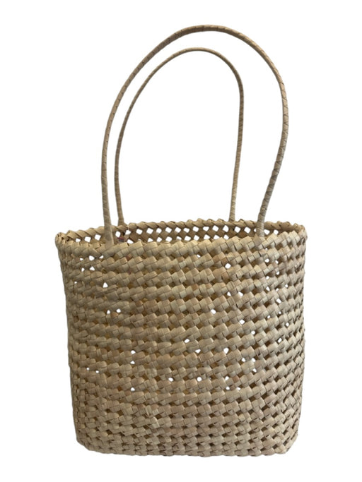No Brand Tan Beige Straw Checkered Bag Tan Beige / L