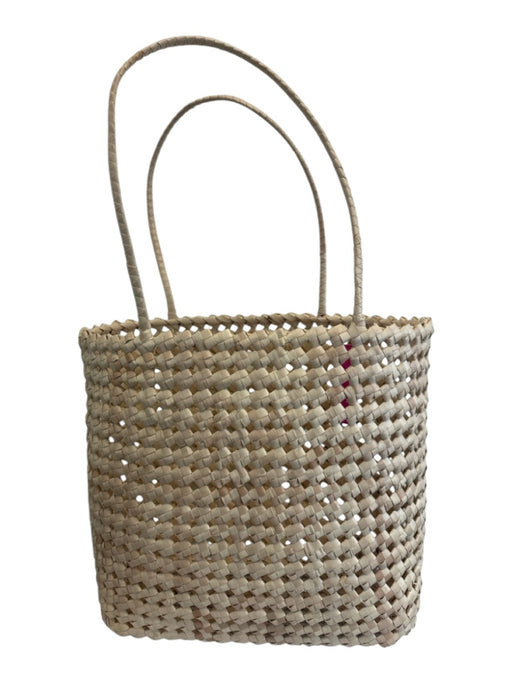 No Brand Tan Beige Straw Checkered Bag Tan Beige / L