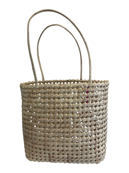 No Brand Tan Beige Straw Checkered Bag Tan Beige / L