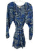 Love The Label Size M Blue & White Cotton Botanical Tiered Above Knee Dress Blue & White / M