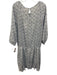 Soft Joie Size L White & Blue Rayon abstract flowers Elastic Waist Dress White & Blue / L