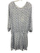 Soft Joie Size L White & Blue Rayon abstract flowers Elastic Waist Dress White & Blue / L