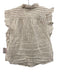 Frame Size L White & Brown Ramie Semi Sheer Stripe V Neck Ruffle Cap Sleeve Top White & Brown / L