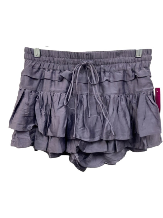 Shug! Size S Purple Silk Drawstring Tiered Mini Skort Skirt Purple / S