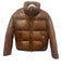 Lamarque Size S Brown Leather Duck Down Puffer Front Zip Pockets Jacket Brown / S