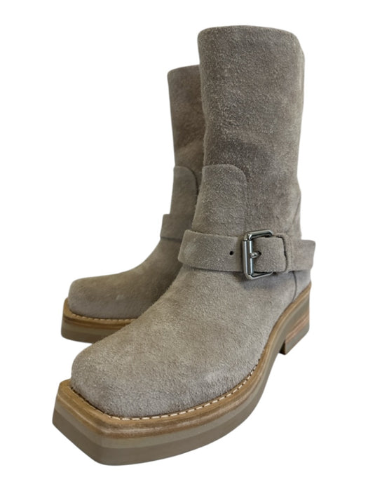 Rag & Bone Shoe Size 37 Gray Leather Suede Square Toe Half Calf Platform Boots Gray / 37