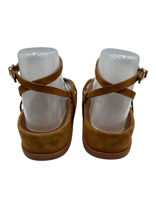 Loeffler Randall Shoe Size 7 Brown Suede leather Ankle Wrap Thong Strap Sandals Brown / 7