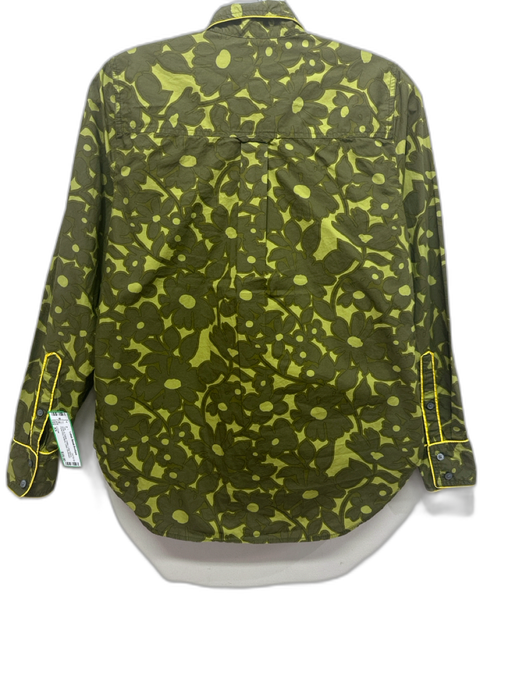 J. Crew Size XS Green & Yellow Cotton Long Sleeve Floral Print Buttons Top Green & Yellow / XS