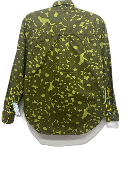 J. Crew Size XS Green & Yellow Cotton Long Sleeve Floral Print Buttons Top Green & Yellow / XS