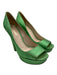 Prada Shoe Size 37.5 Green & Gold Synthetic Knit Peep Toe Glitter Pumps Green & Gold / 37.5