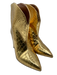 Paris Texas Shoe Size 37.5 Gold Embossed Leather Pointed Toe Block Heel Booties Gold / 37.5