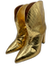 Paris Texas Shoe Size 37.5 Gold Embossed Leather Pointed Toe Block Heel Booties Gold / 37.5