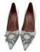 Amina Muaddi Shoe Size 37.5 White & Silver Leather Pointed Toe Bedazzled Pumps White & Silver / 37.5