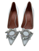 Amina Muaddi Shoe Size 37.5 White & Silver Leather Pointed Toe Bedazzled Pumps White & Silver / 37.5