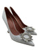 Amina Muaddi Shoe Size 37.5 White & Silver Leather Pointed Toe Bedazzled Pumps White & Silver / 37.5