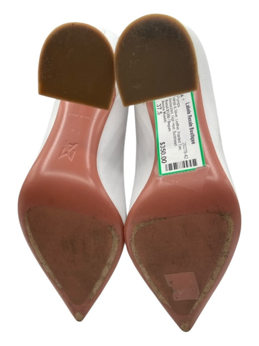 Amina Muaddi Shoe Size 37.5 White & Silver Leather Pointed Toe Bedazzled Pumps White & Silver / 37.5