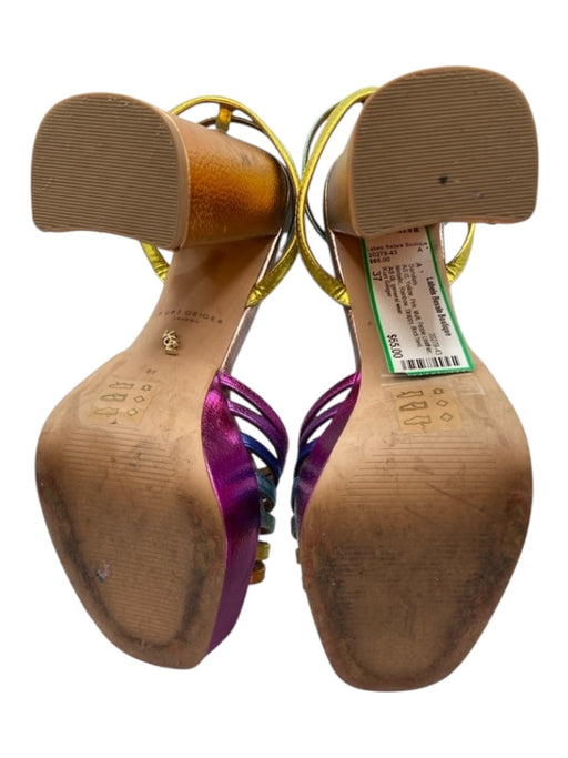 Kurt Geiger Shoe Size 37 Yellow, Pink, Multi Pebble Leather Metallic Sandals Yellow, Pink, Multi / 37