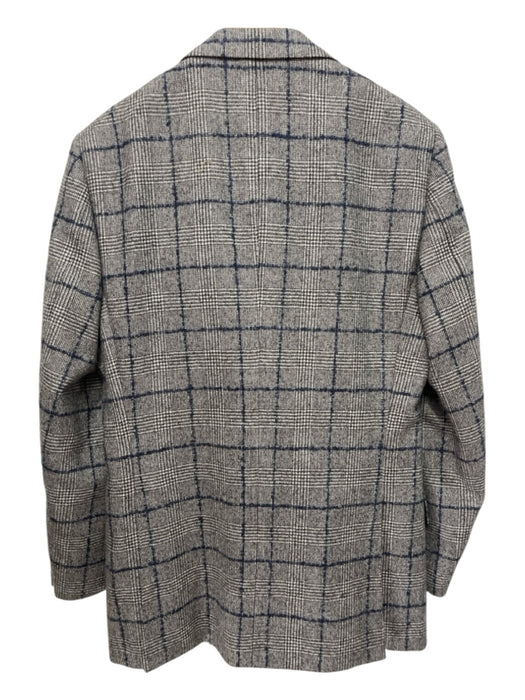 Suitsupply Gray, Blue & White Wool Plaid Houndstooth 2 Button Men's Suit Gray, Blue & White / 48