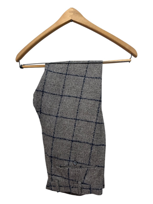 Suitsupply Gray, Blue & White Wool Plaid Houndstooth 2 Button Men's Suit Gray, Blue & White / 48