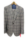 Suitsupply Gray, Blue & White Wool Plaid Houndstooth 2 Button Men's Suit Gray, Blue & White / 48