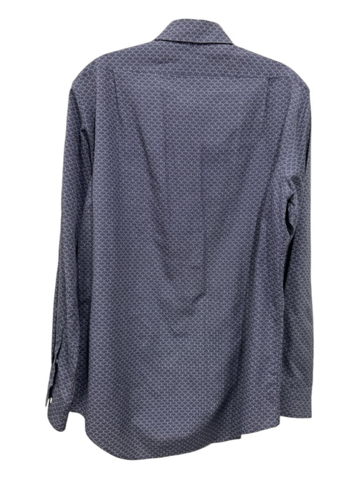 Sid Mashburn Size M Blue & White Cotton All Over Print Men's Long Sleeve Shirt Blue & White / M