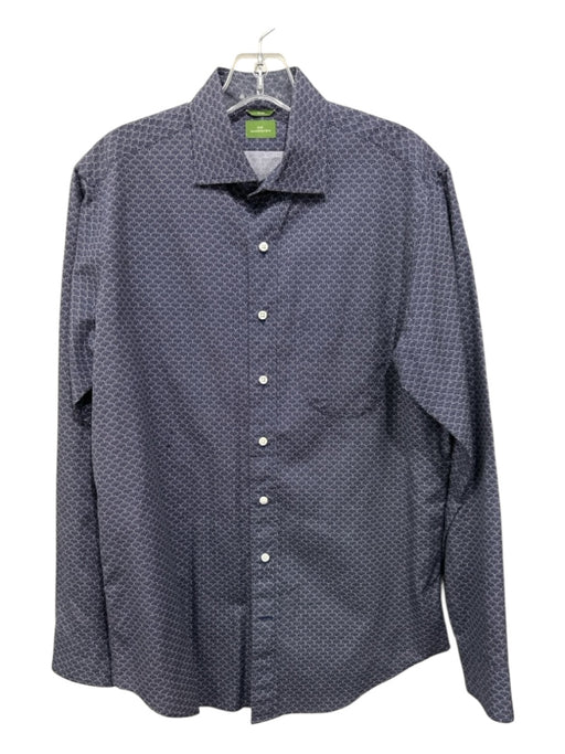 Sid Mashburn Size M Blue & White Cotton All Over Print Men's Long Sleeve Shirt Blue & White / M