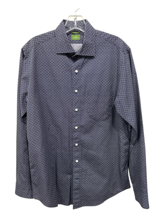 Sid Mashburn Size M Blue & White Cotton All Over Print Men's Long Sleeve Shirt Blue & White / M