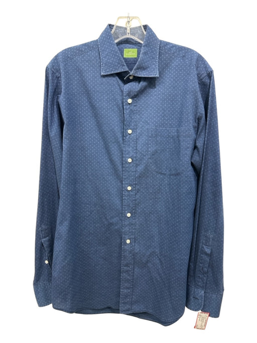 Sid Mashburn Size M Blue Cotton All Over Print Button up Men's Long Sleeve Shirt Blue / M
