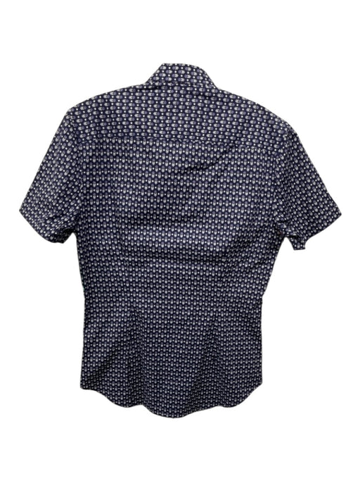 Gucci NWT Size 15.5 Navy & Purple Cotton logo Button up Men's Short Sleeve Navy & Purple / 15.5