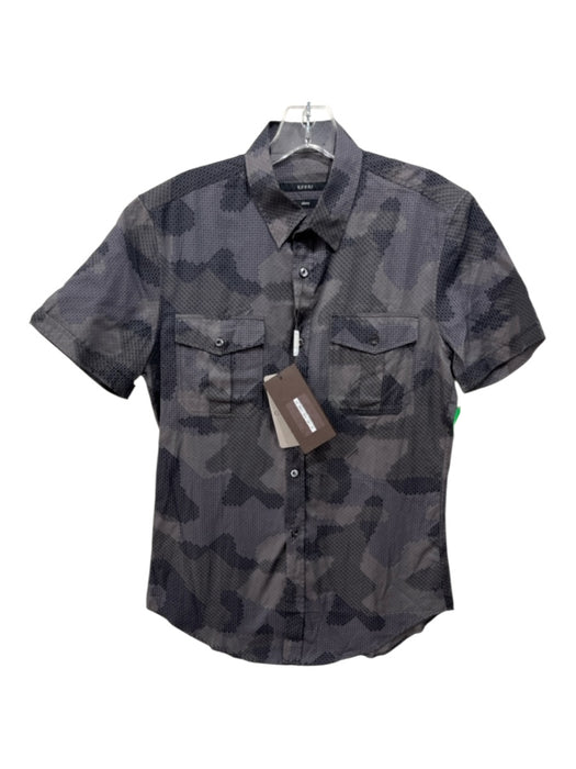 Gucci NWT Size 15.5 Gray Cotton Blend Abstract Button up Men's Short Sleeve Gray / 15.5