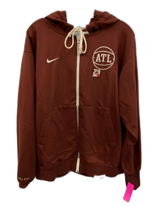 Nike Size M Red Cotton Blend Solid Hoodie Zip Up Men's Jacket Red / M