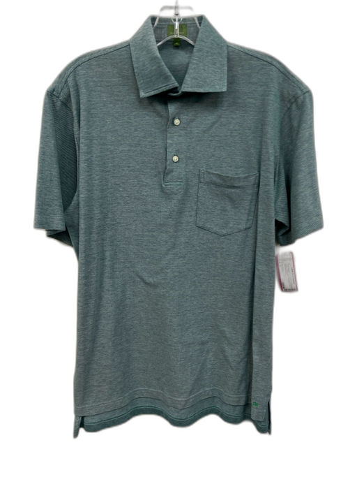 Sid Mashburn Size M Green Cotton Solid Polo front pocket Men's Short Sleeve Green / M