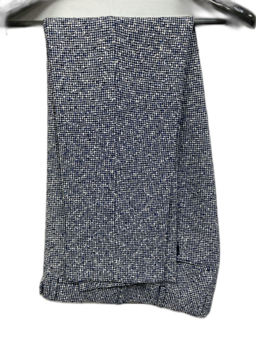 Suitsupply Blue & White Cotton Blend Micro notched 2 Button Men's Suit Blue & White / 48