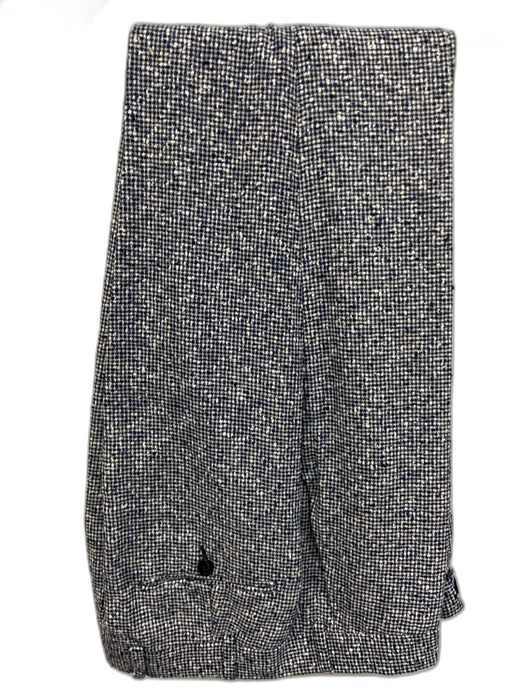 Suitsupply Blue & White Cotton Blend Micro notched 2 Button Men's Suit Blue & White / 48