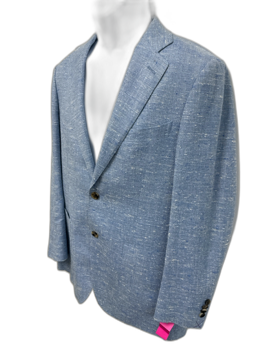 Suitsupply Light blue Linen Blend Solid 2 Button Men's Suit Light blue / 48