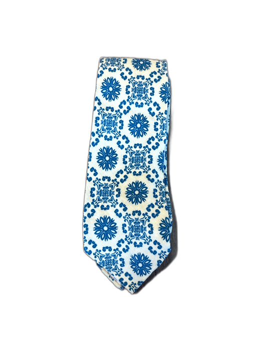 Sid Mashburn Blue & Beige Silk Blend Medallion Men's Ties Blue & Beige