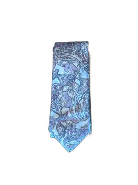 Canali Light Blue & Purple Silk Paisley Men's Ties Light Blue & Purple