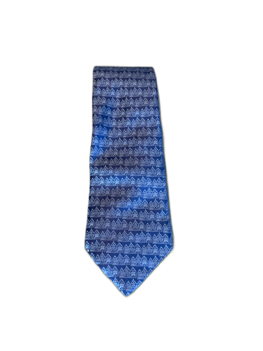 Zegna Blue & White Silk Houses Men's Ties Blue & White