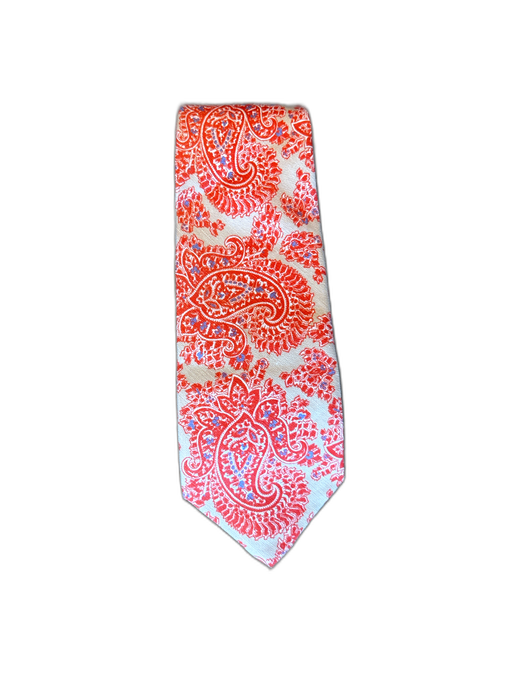 Sid Mashburn Red & Beige Linen Blend Paisley Men's Ties Red & Beige