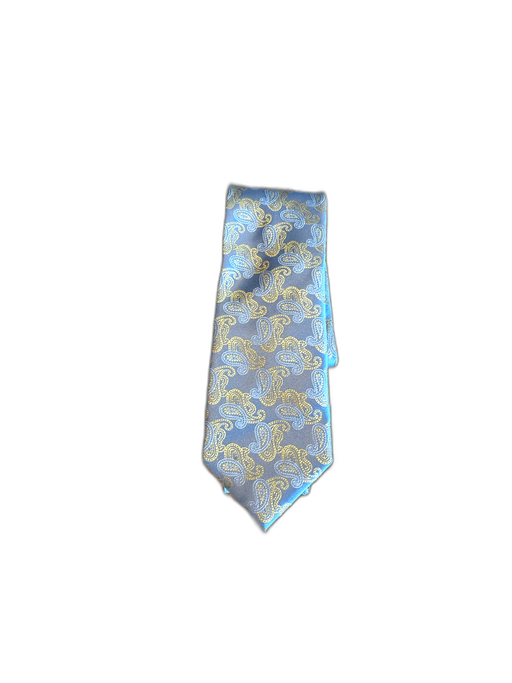 Canali Light Blue & Beige Silk Paisley Men's Ties Light Blue & Beige