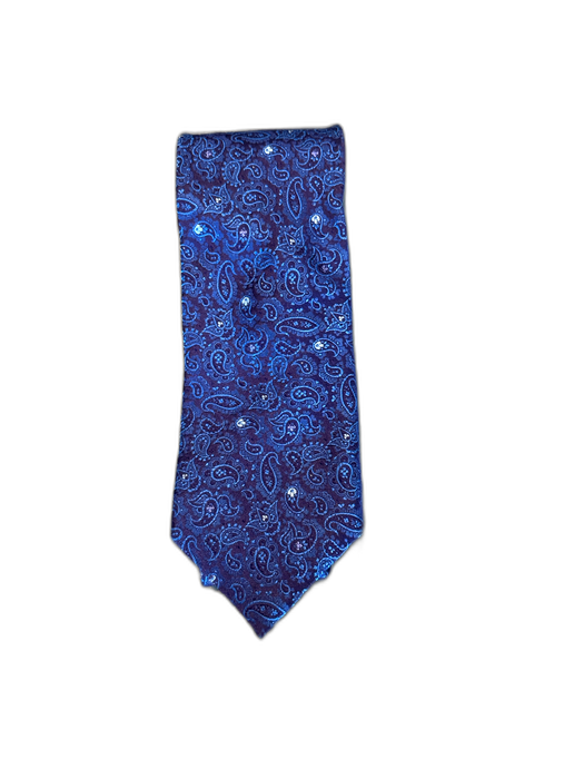 Canali Purple & Blue Print Silk Paisley Men's Ties Purple & Blue Print