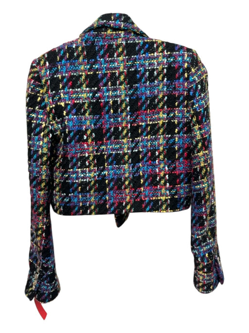 Zara Size XS Black & Multi Polyester Tweed Metallic Thread Button Detail Jacket Black & Multi / XS