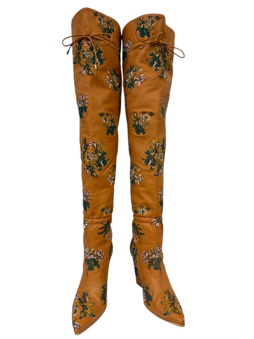 Tory Burch Shoe Size 6.5 Orange, Green & Multi Leather Over the Knee Boots Orange, Green & Multi / 6.5
