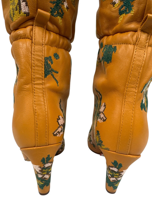 Tory Burch Shoe Size 6.5 Orange, Green & Multi Leather Over the Knee Boots Orange, Green & Multi / 6.5